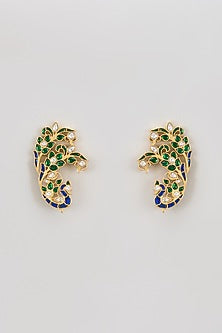 Gold Finish Kundan Polki Dangler Earrings