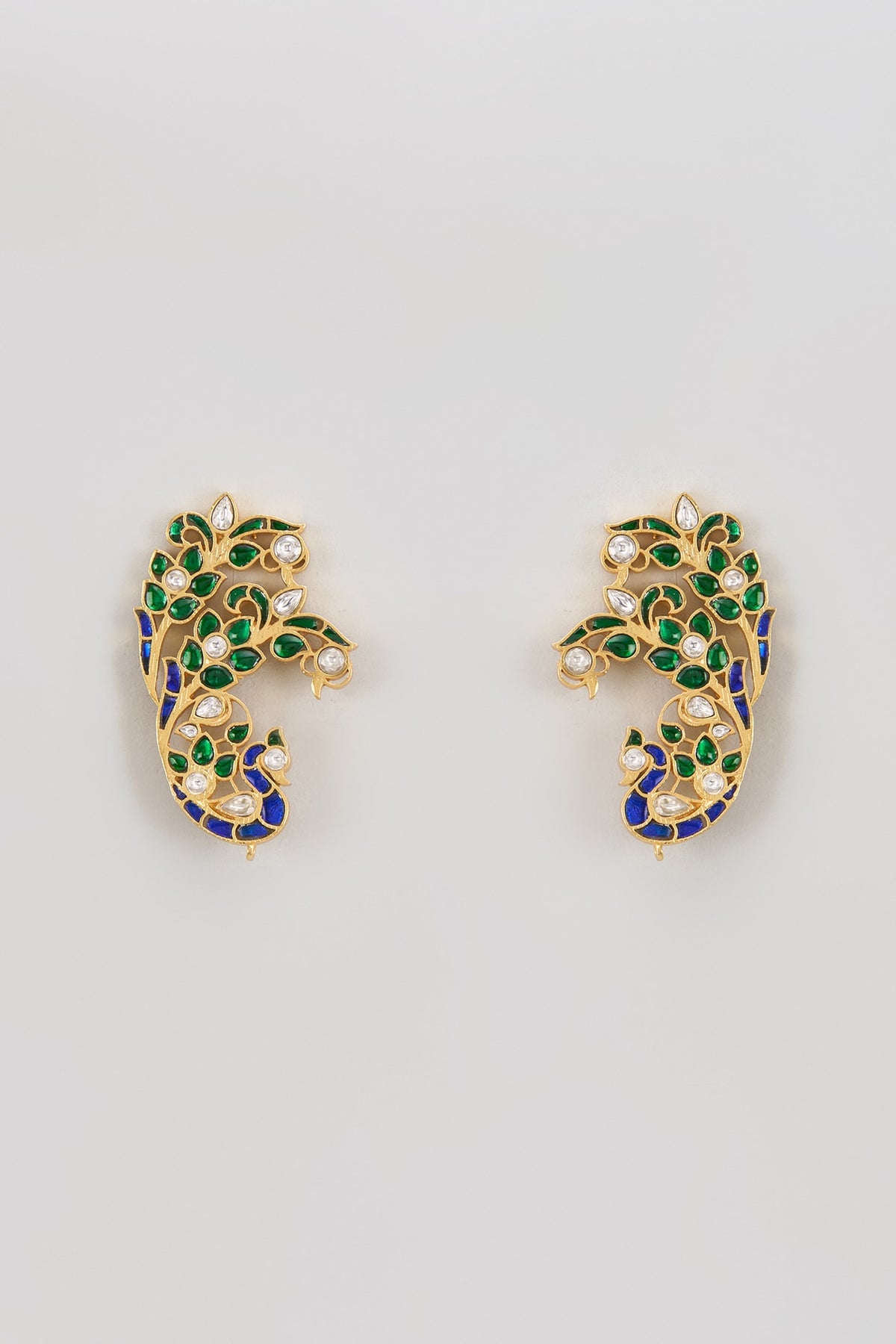 Gold Finish Kundan Polki Dangler Earrings