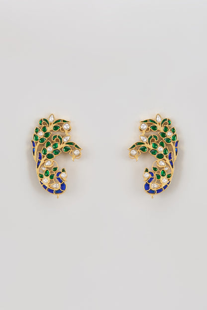 Gold Finish Kundan Polki Dangler Earrings