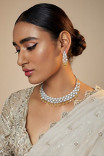 White Finish Zircon Necklace Set