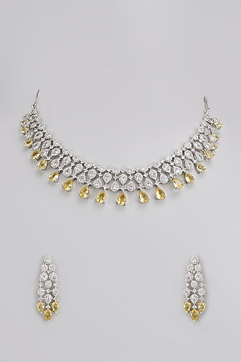 White Finish Zircon Necklace Set
