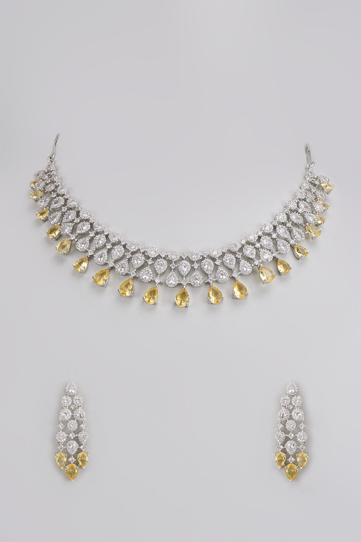 White Finish Zircon Necklace Set