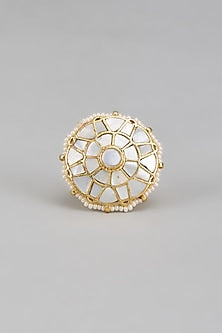 Gold Finish Mother Of Pearl Ring