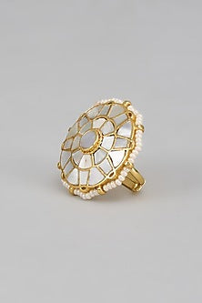 Gold Finish Mother Of Pearl Ring