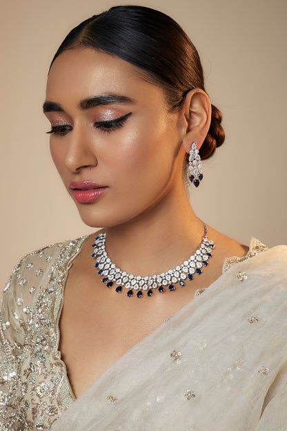 White Finish Zircon Necklace Set