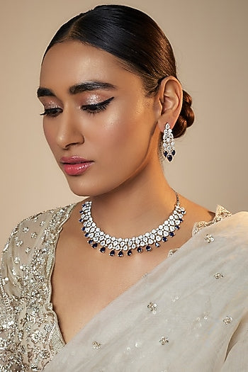 White Finish Zircon Necklace Set