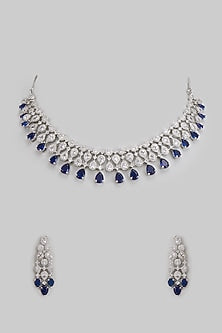 White Finish Zircon Necklace Set