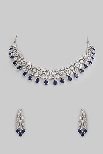 White Finish Zircon Necklace Set