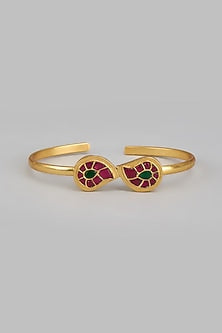 Gold Finish Kundan Polki Bracelet