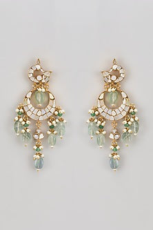 Gold Finish Kundan Polki & Mother Of Pearl Dangler Earrings