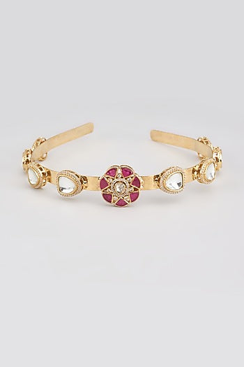 Gold Finish Kundan Polki Hairband