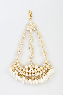 Gold Finish Kundan Polki & Rice Pearl Pasa
