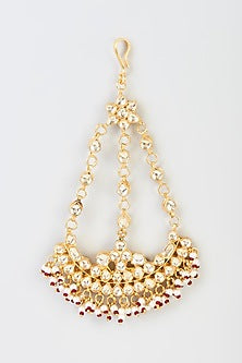 Gold Finish Red Kundan Polki Pasa