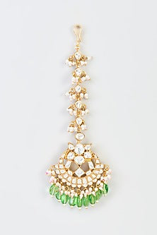 Gold Finish Kundan Polki Maang Tikka