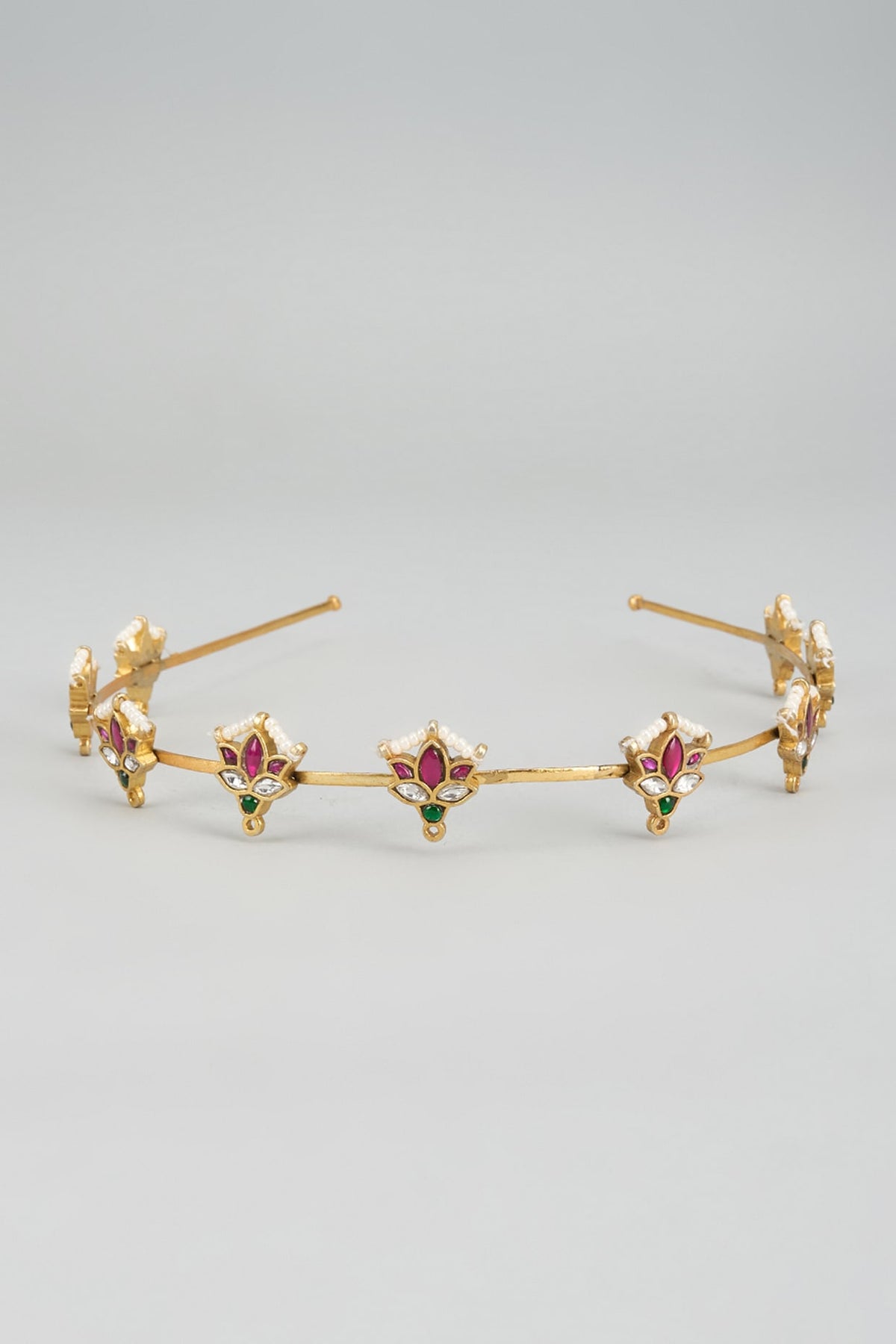 Gold Finish Kundan Polki Hairband