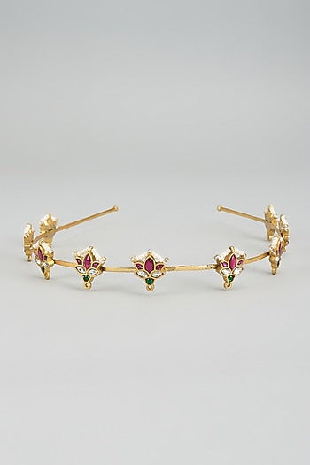 Gold Finish Kundan Polki Hairband