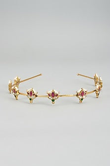 Gold Finish Kundan Polki Hairband