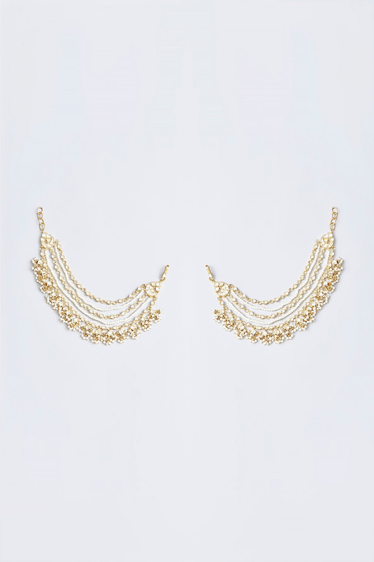 Gold Finish Kundan Polki Earchains