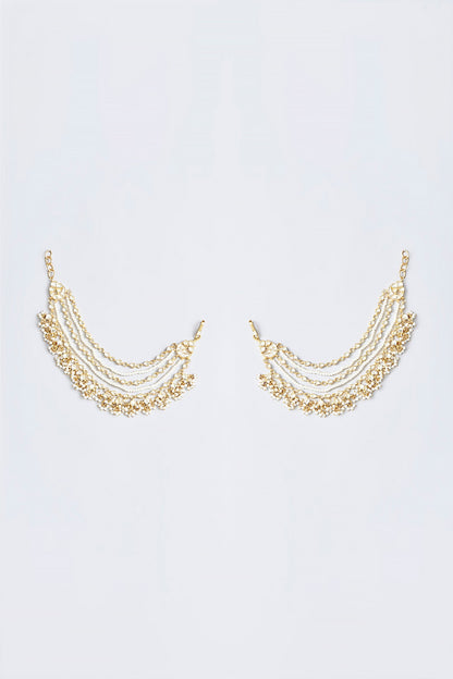 Gold Finish Kundan Polki Earchains