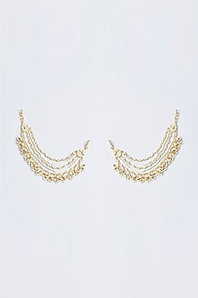 Gold Finish Kundan Polki Earchains