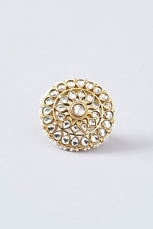Gold Finish Kundan Polki Ring