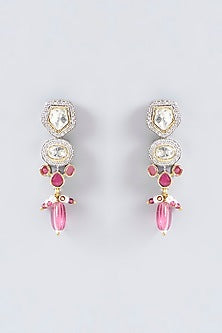 White Finish Kundan Polki Necklace Set