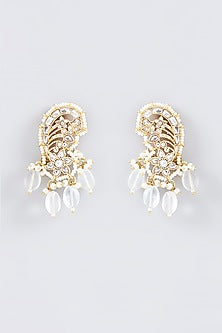 Gold Finish Kundan Polki Stud Earrings