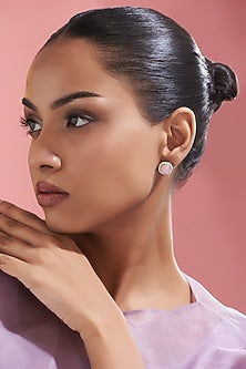 Gold Finish Kundan Polki Stud Earrings