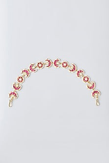 Gold Finish Red Kundan Polki Sheeshphool