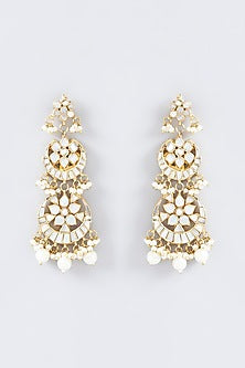Gold Finish Mother Of Pearl Dangler Earrings