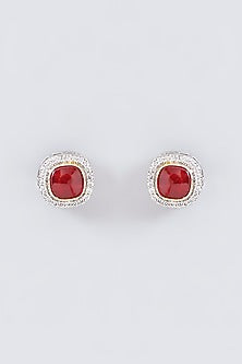 Gold Finish Kundan Polki Stud Earrings