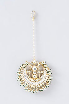 Gold Finish Kundan Polki Maangtikka