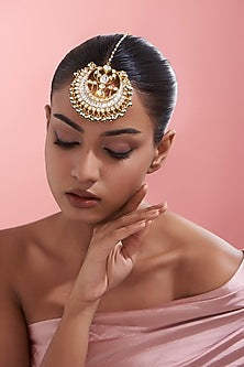 Gold Finish Kundan Polki Maangtikka
