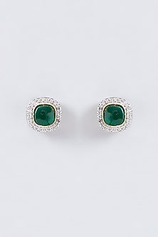 Gold Finish Kundan Polki Stud Earrings