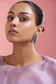 Gold Finish Kundan Polki Stud Earrings