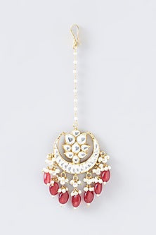 Gold Finish Kundan Polki Maangtikka