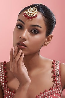 Gold Finish Kundan Polki Maangtikka