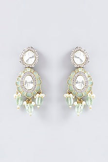 Gold Finish Kundan Polki Dangler Earrings