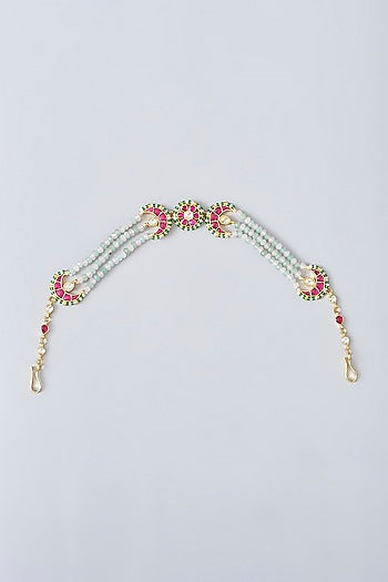 Gold Finish Kundan Polki & Beaded Sheeshphool