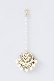 Gold Finish Kundan Polki Maangtikka