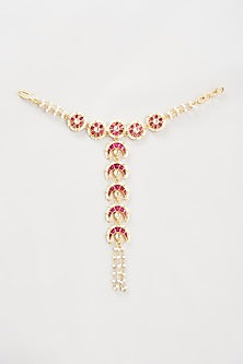 Gold Finish Kundan Polki Hathphool (Set of 2)