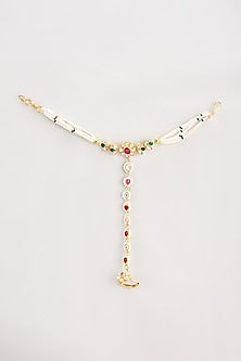 Gold Finish Kundan Polki Hathphool (Set of 2)