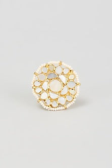 Gold Finish Mother Of Pearl Ring
