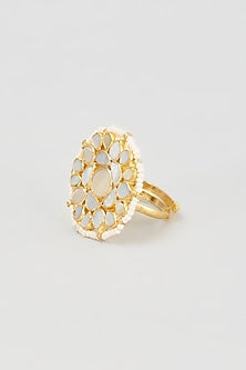 Gold Finish Mother Of Pearl Ring