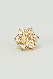 Gold Finish Kundan Polki Ring
