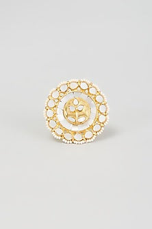 Gold Finish Mother Of Pearl Ring