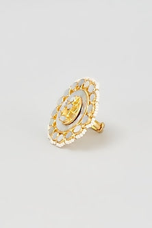 Gold Finish Mother Of Pearl Ring
