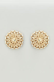 Gold Finish Kundan Polki Stud Earrings