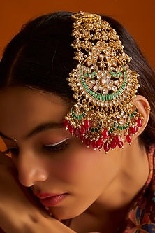 Gold Finish Multi-Colored Kundan Polki Passa