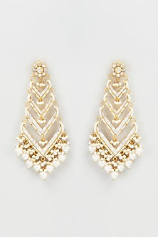 Gold Finish Kundan Polki Dangler Earrings